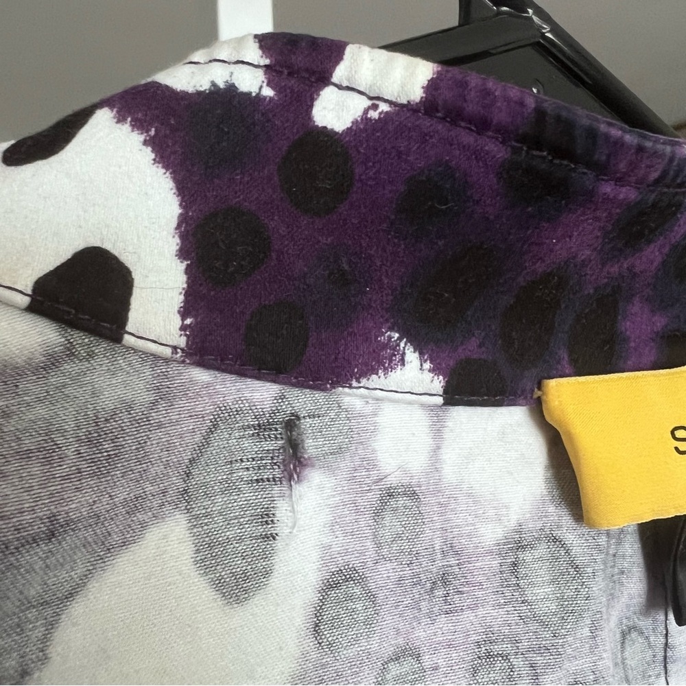 St. John Leopard Print Jacket SZ 16 Purple/White Classic Casual Cotton Button Up - Picture 9 of 15